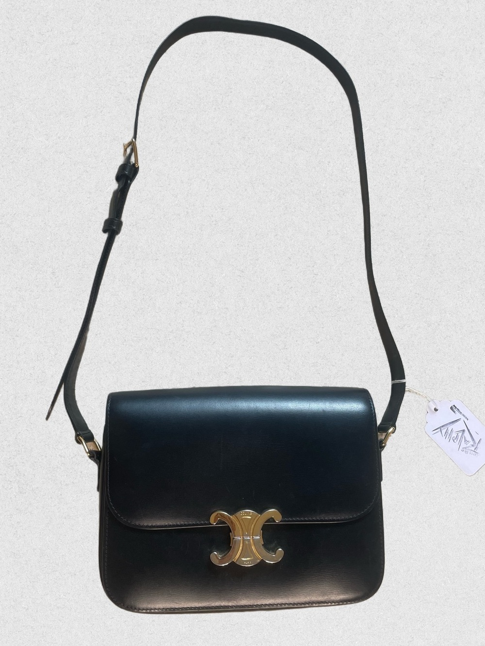 Celine Classique Triomphe bag in black shiny calfsk